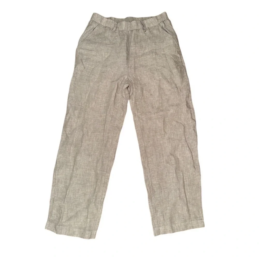 Quince 100% European Linen Pants Womens M Beige Pull-On Elastic Waist Straight